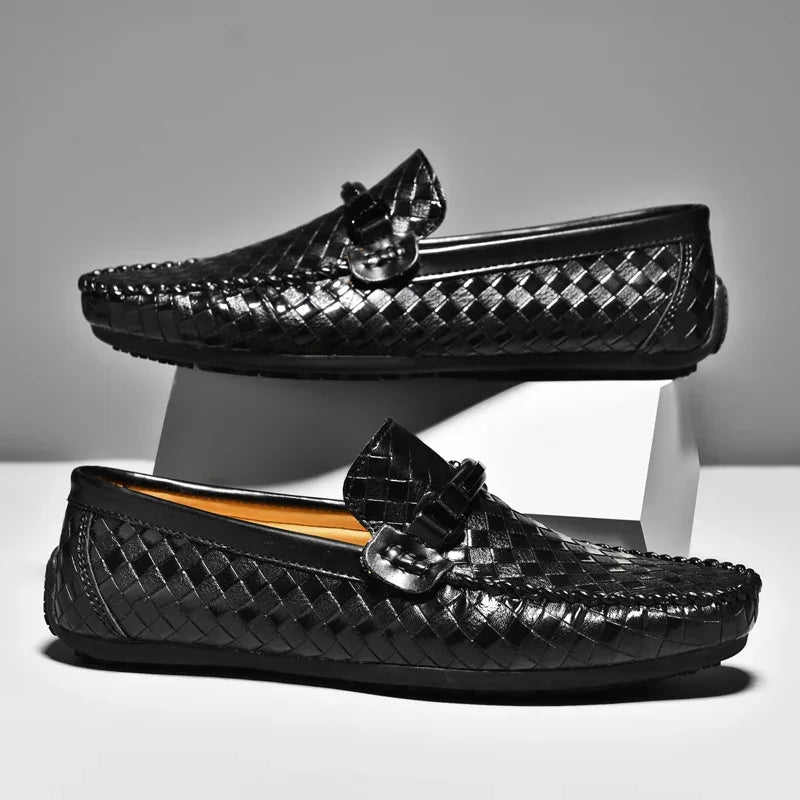 Miles – Klassieke Leren Loafers met Patroon