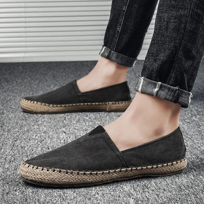 Annelore - Moccasins Stijl Espadrilles in Contrasterende Canvas Stof