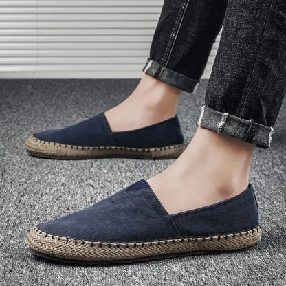 Annelore - Moccasins Stijl Espadrilles in Contrasterende Canvas Stof