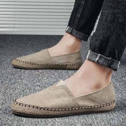 Annelore - Moccasins Stijl Espadrilles in Contrasterende Canvas Stof