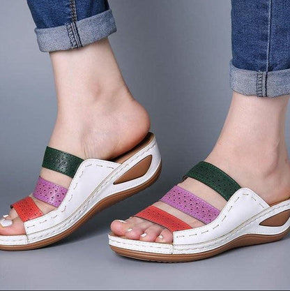 Saskia - Orthopedische Wedge Slide Sandalen met 3 Banden