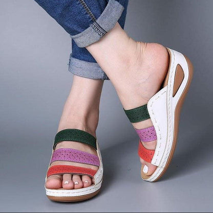 Saskia - Orthopedische Wedge Slide Sandalen met 3 Banden
