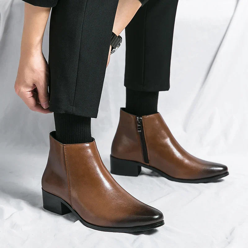 Elin - Elegante Leren Chelsea Boots Met Zijrits