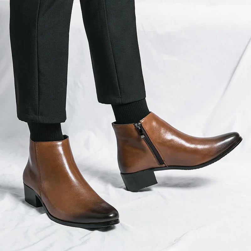 Elin - Elegante Leren Chelsea Boots Met Zijrits