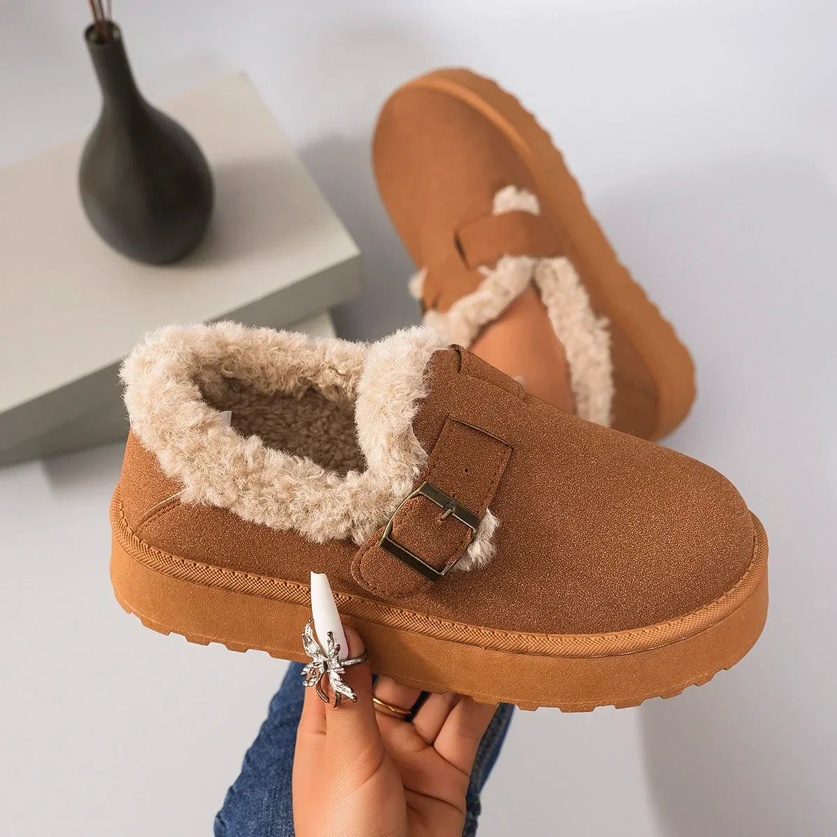 Annabelle - Winter pluche gevoerde platformschoenen