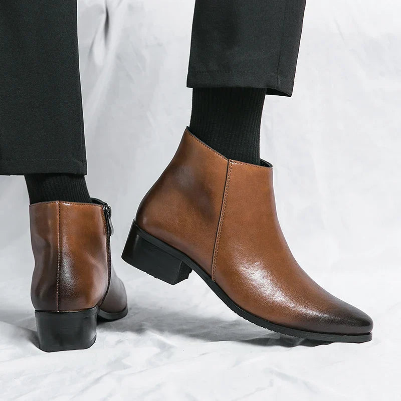 Elin - Elegante Leren Chelsea Boots Met Zijrits