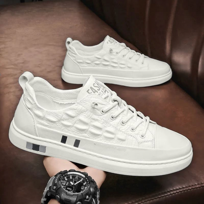 Wout – Luxe Lederen Sneakers met Gedetailleerd Patroon