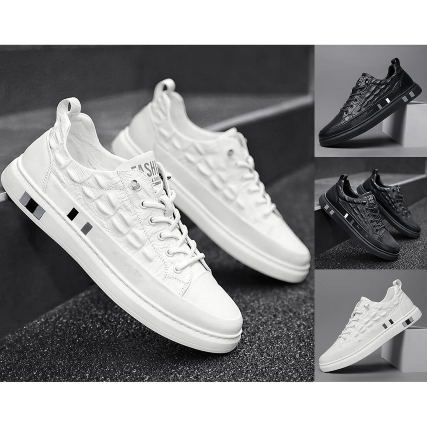 Wout – Luxe Lederen Sneakers met Gedetailleerd Patroon