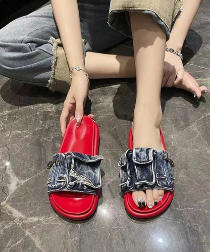 Madeline - Denim Plateau Slide Sandalen