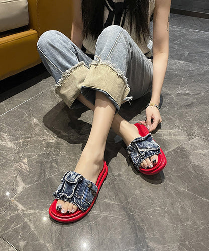 Madeline - Denim Plateau Slide Sandalen