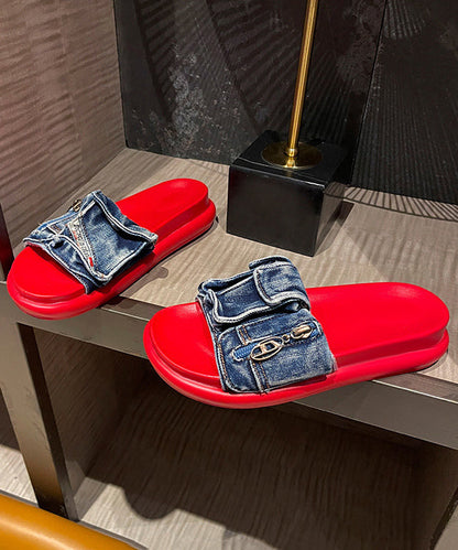 Madeline - Denim Plateau Slide Sandalen