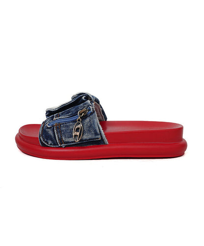 Madeline - Denim Plateau Slide Sandalen