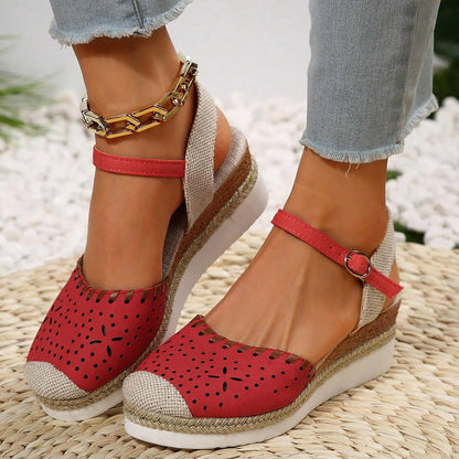 Nanja - Espadrilles met Mesh Patch en Contrasterende Kleur