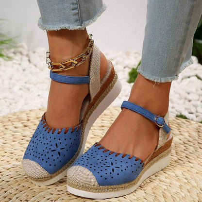Nanja - Espadrilles met Mesh Patch en Contrasterende Kleur