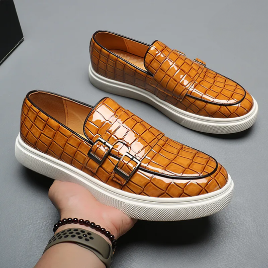 Victor - Loafers Met Lederen Detail en Krokodillen Patroon