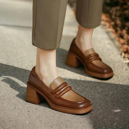 Thane - Retro Loafers Met Blokhak