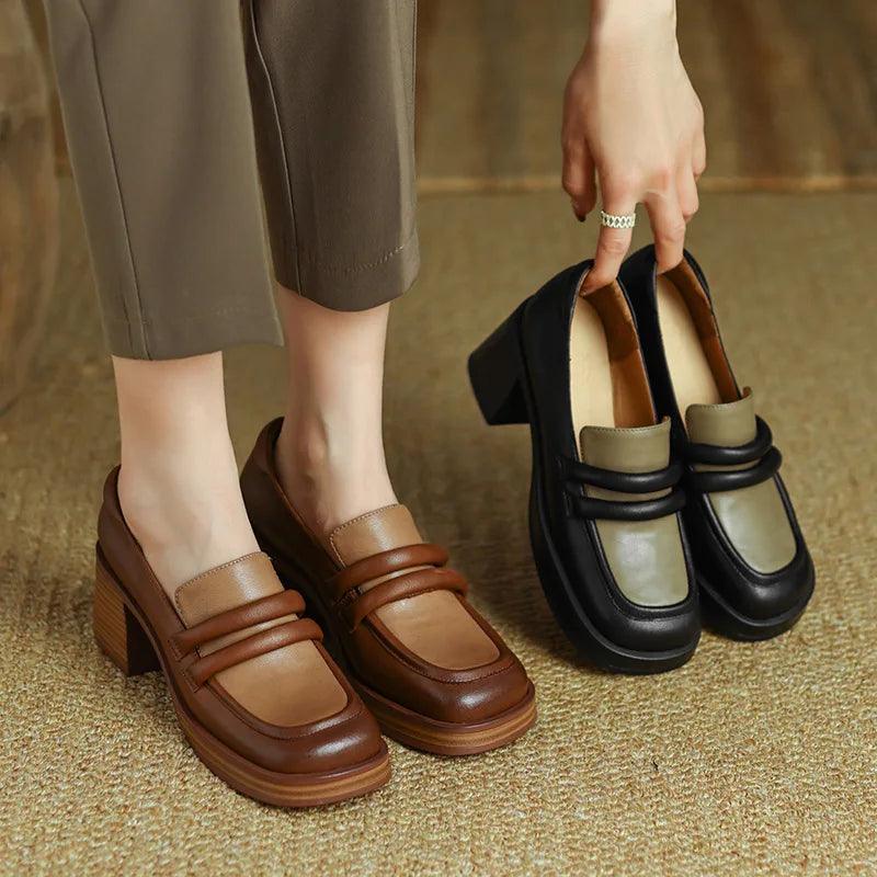 Thane - Retro Loafers Met Blokhak