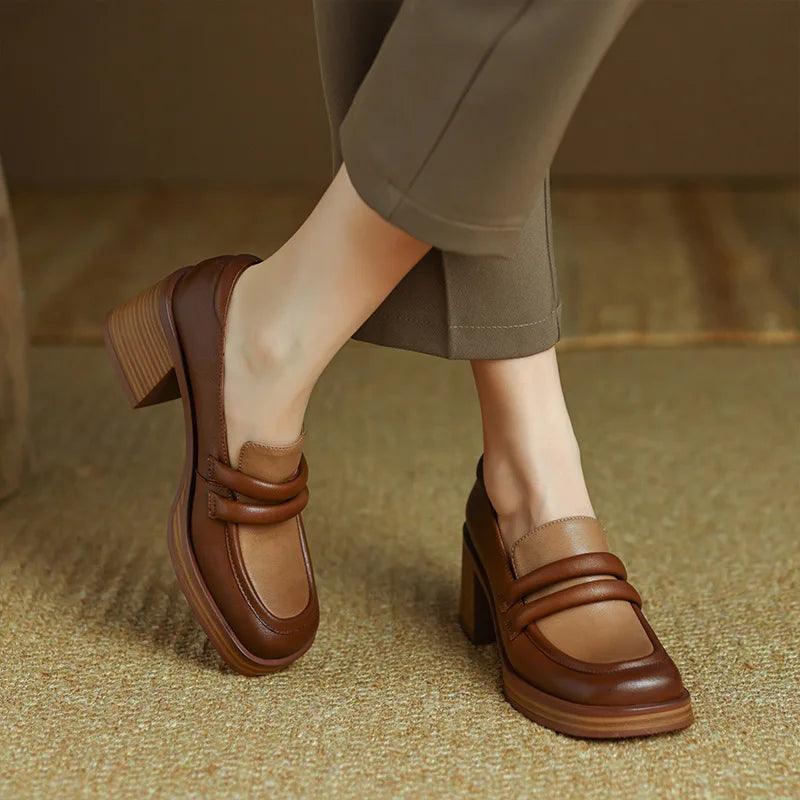 Thane - Retro Loafers Met Blokhak